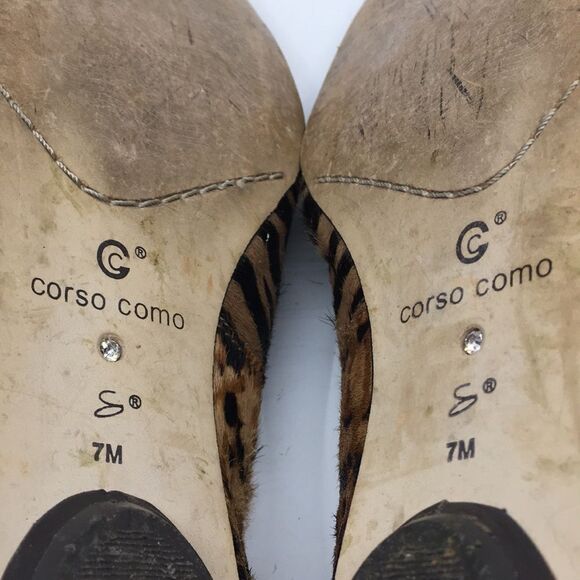 Corso Como Animal Print Pony Hair Hair on Hide Pointy Ballet Flats Size 7M - Picture 14 of 16